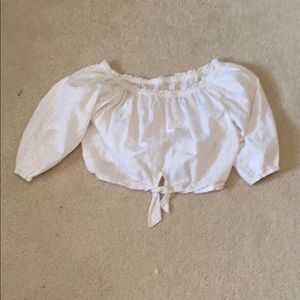 Off the Shoulder Cropped White Top